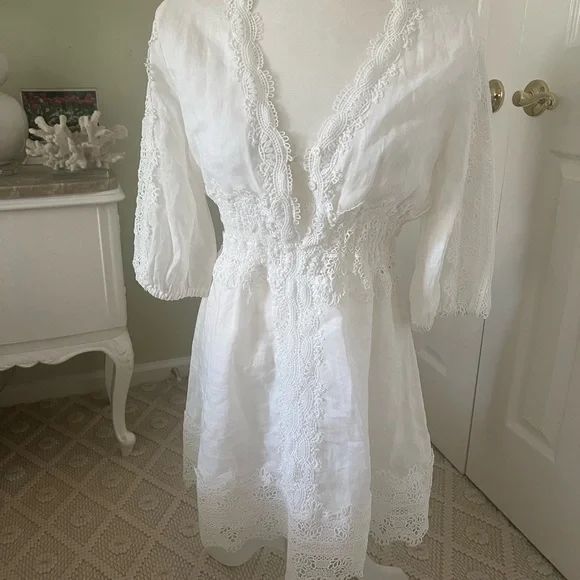 Zara | Dresses | Zara Short White Linen Dress Or Beach Coverup | Poshmark